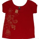 LUCKY BRAND JEANS WOMENS RED MODAL SCOOPNECK PAISLEY BATIK T-SHIRT TOP S NEW NWT