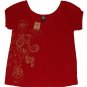 LUCKY BRAND JEANS WOMENS RED MODAL SCOOPNECK PAISLEY BATIK T-SHIRT TOP S NEW NWT