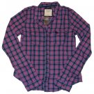 ABERCROMBIE & FITCH WOMENS DAWN PLAID BUTTON DOWN SHIRT TOP PINK NAVY SZ XS NWT