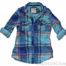 ABERCROMBIE & FITCH WOMENS TATUM BLUE PLAID BUTTON DOWN WOVEN SHIRT SZ S NEW NWT