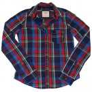 ABERCROMBIE & FITCH WOMENS KIRSTIE PLAID BUTTON DOWN SHIRT NAVY RED GREEN S NWT