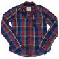 ABERCROMBIE & FITCH WOMENS KIRSTIE PLAID BUTTON DOWN SHIRT NAVY RED GREEN S NWT