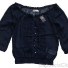 ABERCROMBIE & FITCH WOMENS VALERIE NAVY RUFFLE CHIFFON BLOUSE SHIRT TOP SZ S NWT