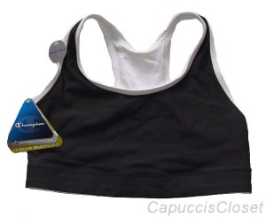CHAMPION WOMENS MEDIUM SUPPORT REVERSIBLE SPORTS BRA WHITE ASPHALT SZ M NEW NWT