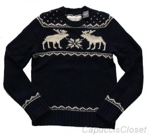 ABERCROMBIE & FITCH MENS GOTHICS MOUNTAIN NAVY HEAVY WOOL SWEATER SZ XL NWT $200