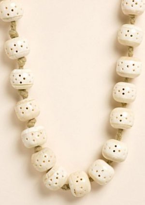LUCKY BRAND JEANS HANDCRAFTED BOHO HIPPIE LONG BONE NATURAL BEAD NECKLACE NWT