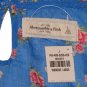ABERCROMBIE & FITCH HARPER BLUE FLORAL CROCHET LACE PEASANT BOHO SHIRT TOP L NWT