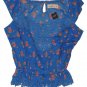 ABERCROMBIE & FITCH HARPER BLUE FLORAL CROCHET LACE PEASANT BOHO SHIRT TOP L NWT