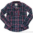 ABERCROMBIE & FITCH WOMENS HAILEY PLAID BUTTON DOWN SHIRT TOP NAVY RED SZ L NWT