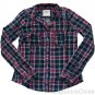 ABERCROMBIE & FITCH WOMENS HAILEY PLAID BUTTON DOWN SHIRT TOP NAVY RED SZ L NWT