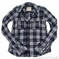 ABERCROMBIE & FITCH WOMENS HAILEY PLAID BUTTON DOWN SHIRT TOP NAVY WHITE S NWT