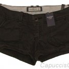 ABERCROMBIE & FITCH WOMENS QUINN DARK GREY TWILL CHINO LOW RISE SHORTS SZ 00 NWT