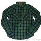 HOLLISTER CALIFORNIA DUDES SCRIPPS PIER GREEN NAVY BLUE PLAID SHIRT S SMALL NWT