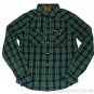 HOLLISTER CALIFORNIA DUDES SCRIPPS PIER GREEN NAVY BLUE PLAID SHIRT S SMALL NWT