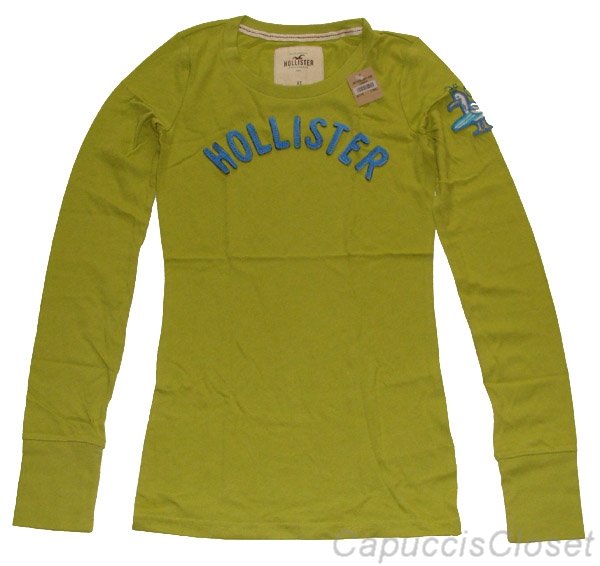 HOLLISTER CALIFORNIA BETTYS GREEN LOGO SLEEVE LOGO TEE T-SHIRT TOP SZ ...