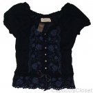 ABERCROMBIE & FITCH MANDY NAVY BLUE EMBROIDERED BOHO PEASANT SHIRT TOP M NEW NWT