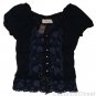 ABERCROMBIE & FITCH MANDY NAVY BLUE EMBROIDERED BOHO PEASANT SHIRT TOP M NEW NWT