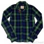 ABERCROMBIE & FITCH WOMENS KIRSTIE PLAID BUTTON DOWN SHIRT NAVY GREEN SZ S NWT