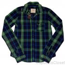 ABERCROMBIE & FITCH WOMENS KIRSTIE PLAID BUTTON DOWN SHIRT NAVY GREEN SZ M NWT