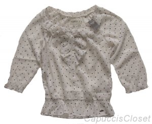 ABERCROMBIE & FITCH AINSLEY POLKA DOT CHIFFON SHEER BLOUSE TOP SHIRT L NEW NWT