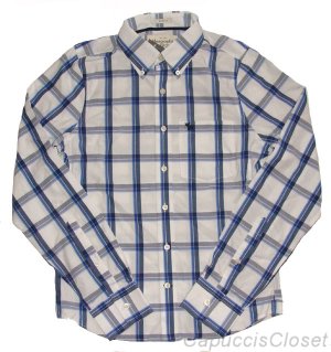 ABERCROMBIE & FITCH BOULDER BROOK BLUE PLAID BUTTON DOWN OXFORD SHIRT S NEW NWT