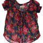 ABERCROMBIE & FITCH LEANNE FLORAL SHEER RUFFLE CHIFFON BLOUSE SHIRT TOP XS NWT