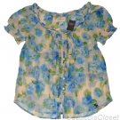 ABERCROMBIE & FITCH LEANNE FLORAL SHEER RUFFLE CHIFFON BLOUSE SHIRT TOP XS NWT