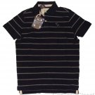 ABERCROMBIE & FITCH MENS ELK LAKE PIQUE NAVY GREY STRIPE POLO SHIRT SZ L NEW NWT