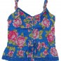 ABERCROMBIE & FITCH WOMENS VALARIE BLUE FLORAL RUFFLE LACE CAMI TANK TOP XS NWT