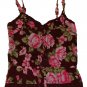 ABERCROMBIE & FITCH WOMENS VALARIE BURGUNDY FLORAL RUFFLE CAMI TANK TOP SZ M NWT