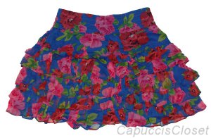 ABERCROMBIE & FITCH WOMENS STACY BLUE FLORAL TIERED RUFFLE MINI SKIRT M NWT