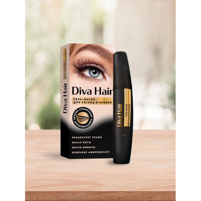 Diva Hair oil for eyelashes and eyebrows with a complex of amino acids, usma and mimosa oil, 12 ml