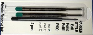 Parker Style Ballpoint Ink Refill Green Fine Point 2 Pack