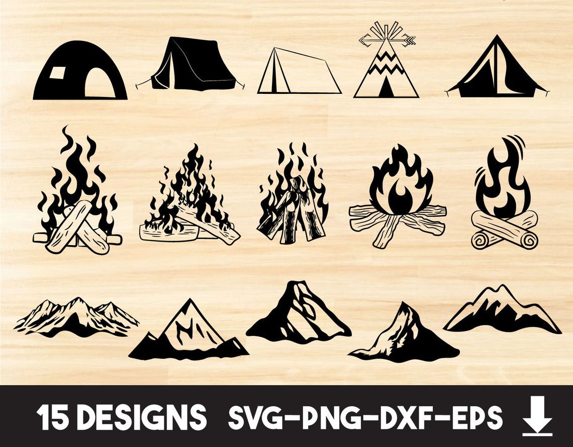 Camping Campfire Digital Art Svg, Png, Eps, Dxf, Jpg Digital Download