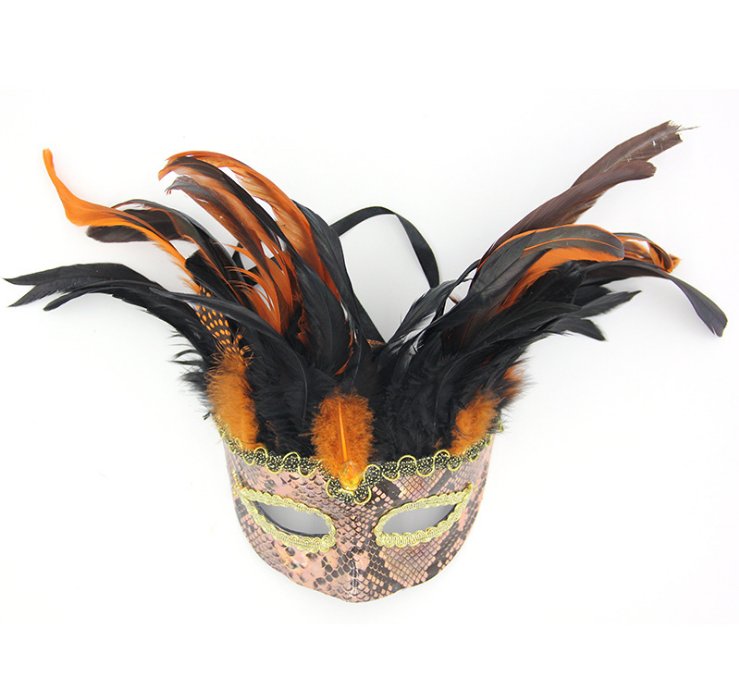 brown colored feather mask princess and prince butterfly crown Christmas Halloween ball