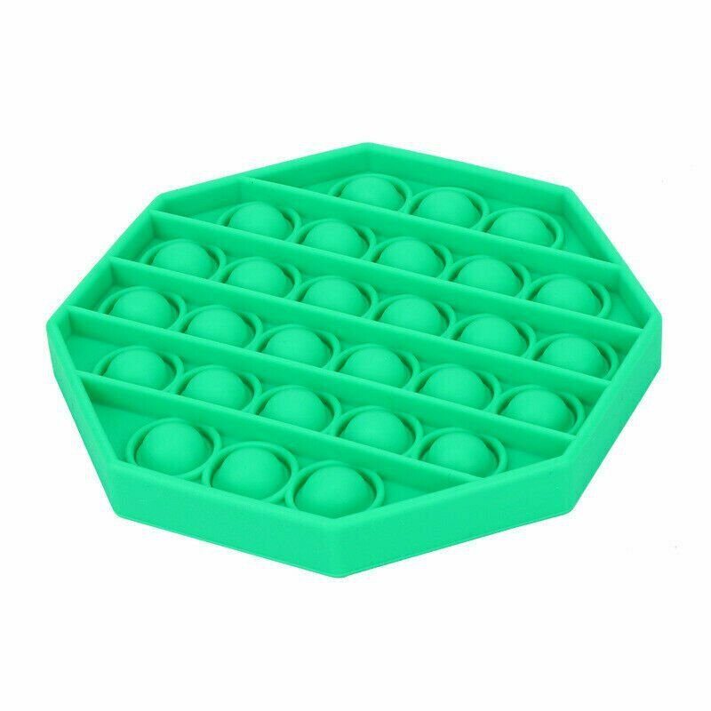 GREEN (OCTAGON) Pop Its Finger Fidget Toy Push Bubble Stress Relief Kids Pop