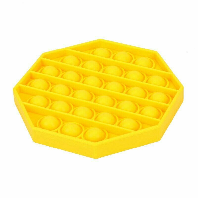 YELLOW (OCTAGON) Pop Its Finger Fidget Toy Push Bubble Stress Relief Kids Pop