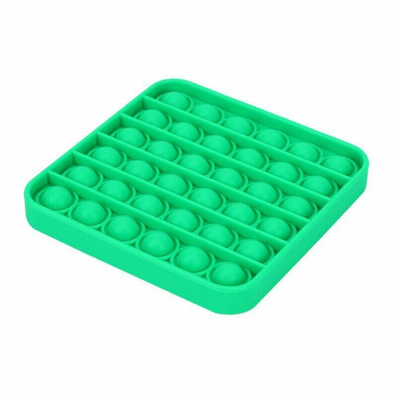 GREEN (SQUARE) Pop Its Finger Fidget Toy Push Bubble Stress Relief Kids Pop