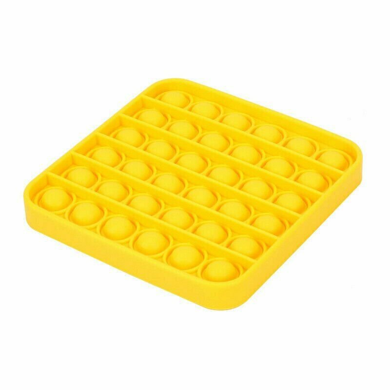 YELLOW (SQUARE) Pop Its Finger Fidget Toy Push Bubble Stress Relief Kids Pop