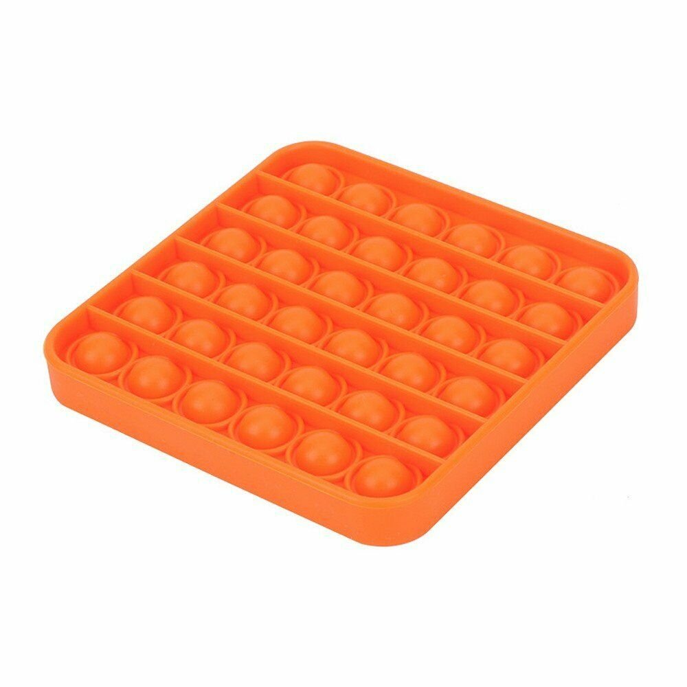ORANGE (SQUARE) Pop Its Finger Fidget Toy Push Bubble Stress Relief Kids Pop