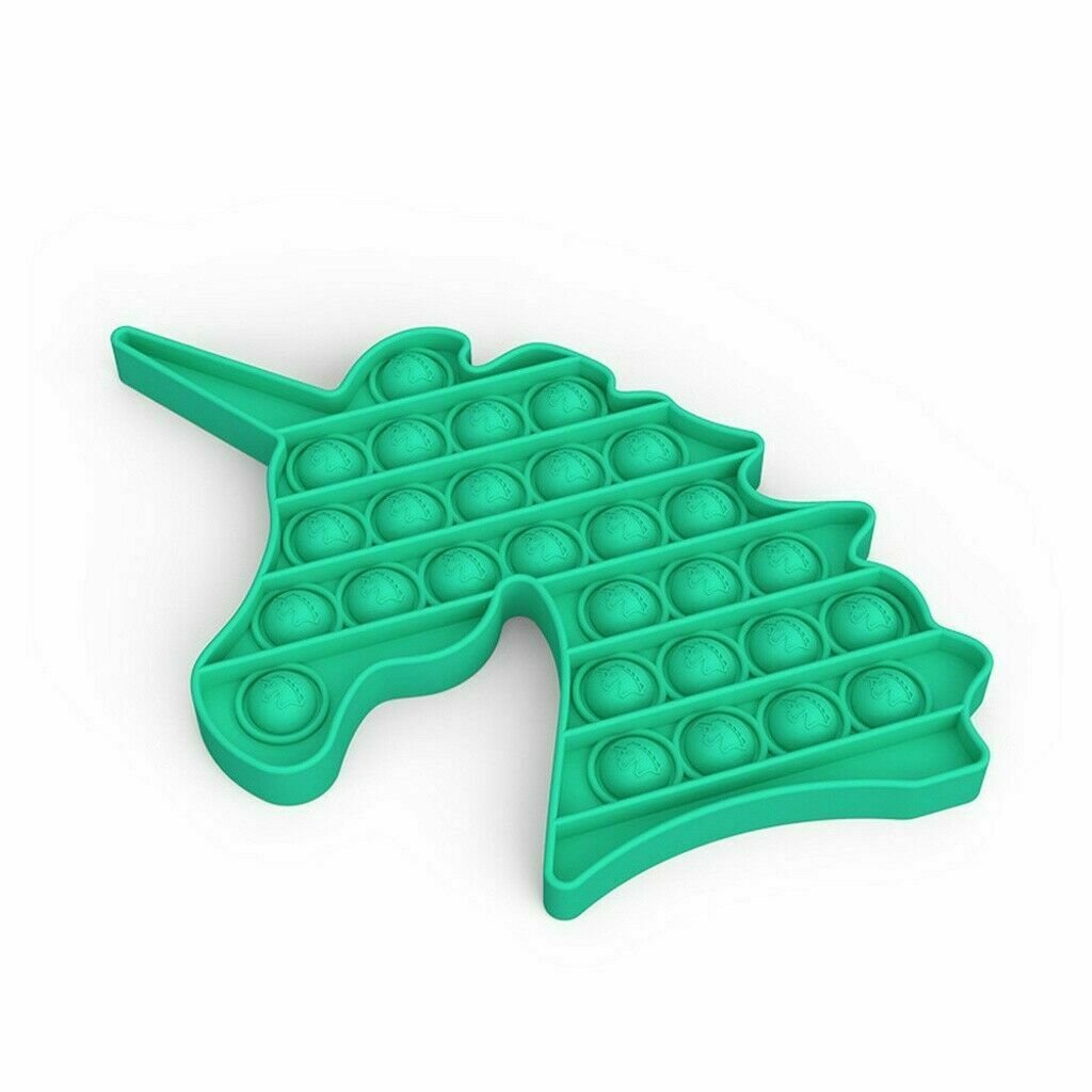 GREEN (UNICORN) Pop Its Finger Fidget Toy Push Bubble Stress Relief Kids Pop
