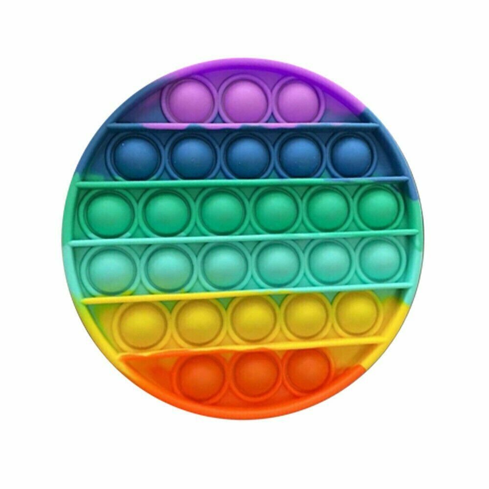 RAINBOW (ROUND) Pop Its Finger Fidget Toy Push Bubble Stress Relief Kids Pop
