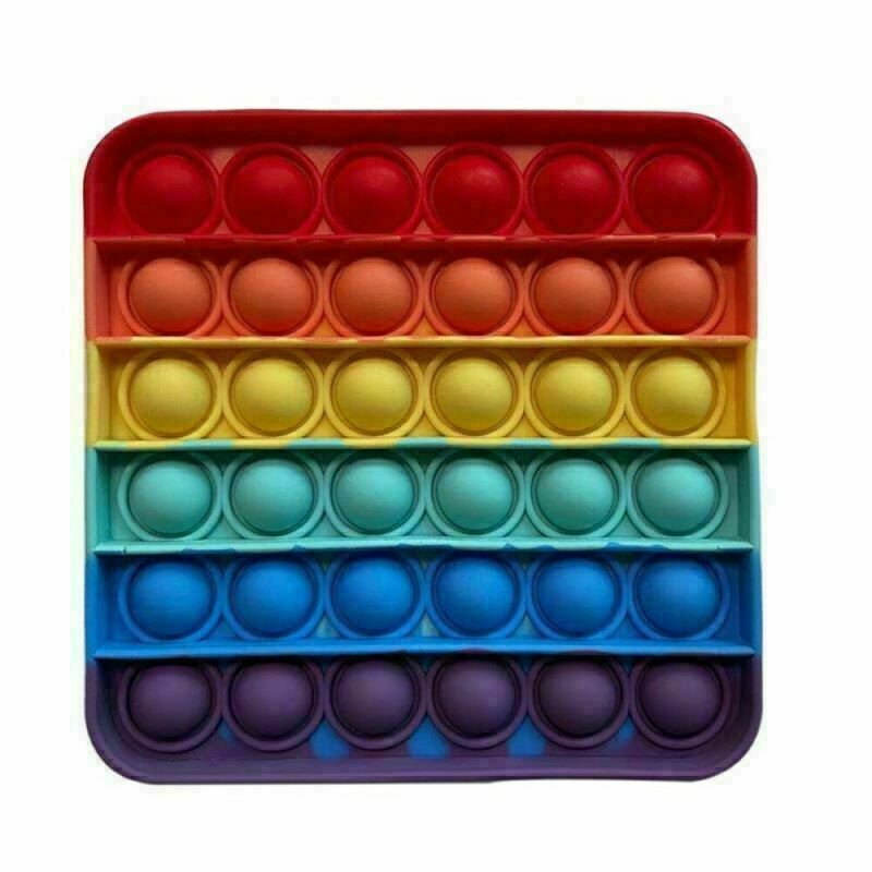 RAINBOW (SQUARE) Pop Its Finger Fidget Toy Push Bubble Stress Relief Kids Pop