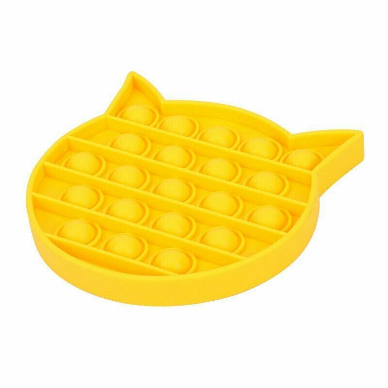 YELLOW (CAT) Pop Its Finger Fidget Toy Push Bubble Stress Relief Kids Pop