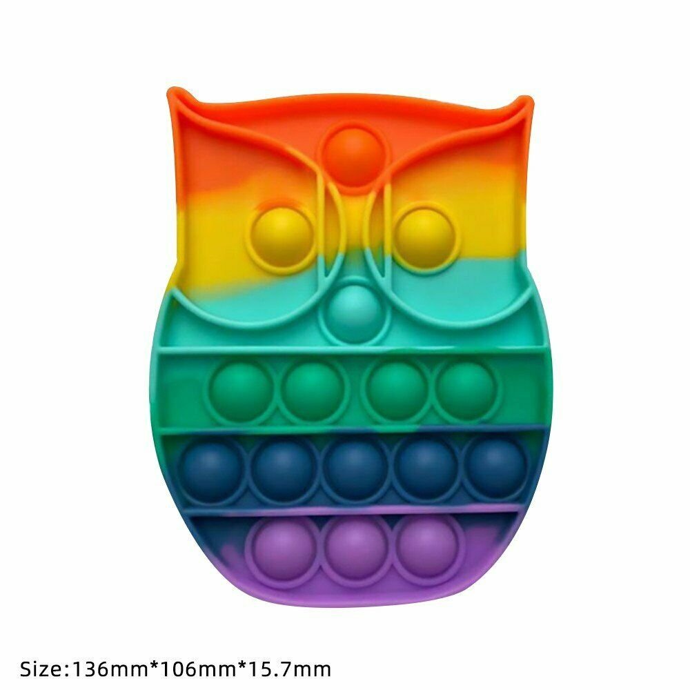 RAINBOW (OWL) Pop Its Finger Fidget Toy Push Bubble Stress Relief Kids Pop