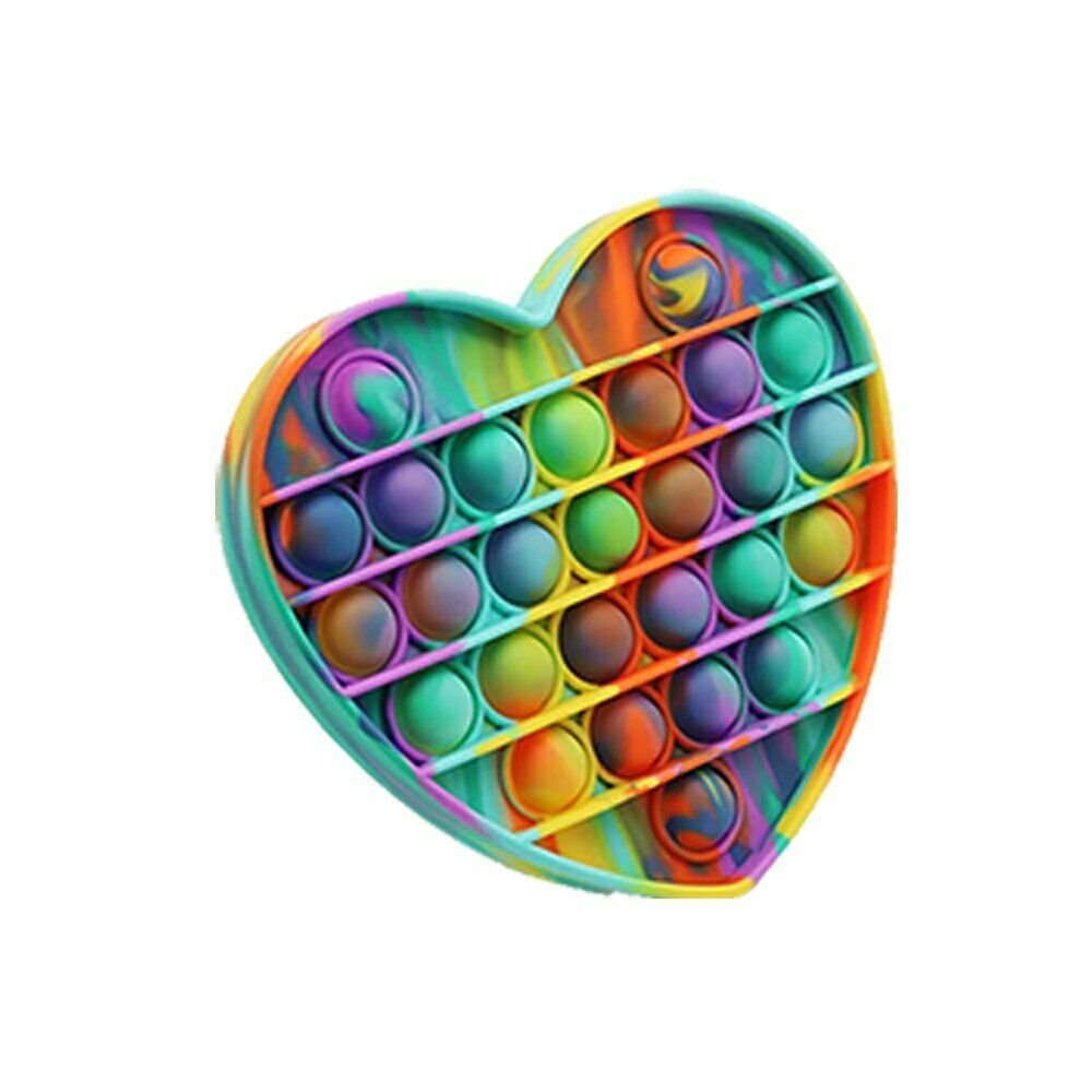 MULTICOLOR (HEART) Pop Its Finger Fidget Toy Push Bubble Stress Relief Kids Pop