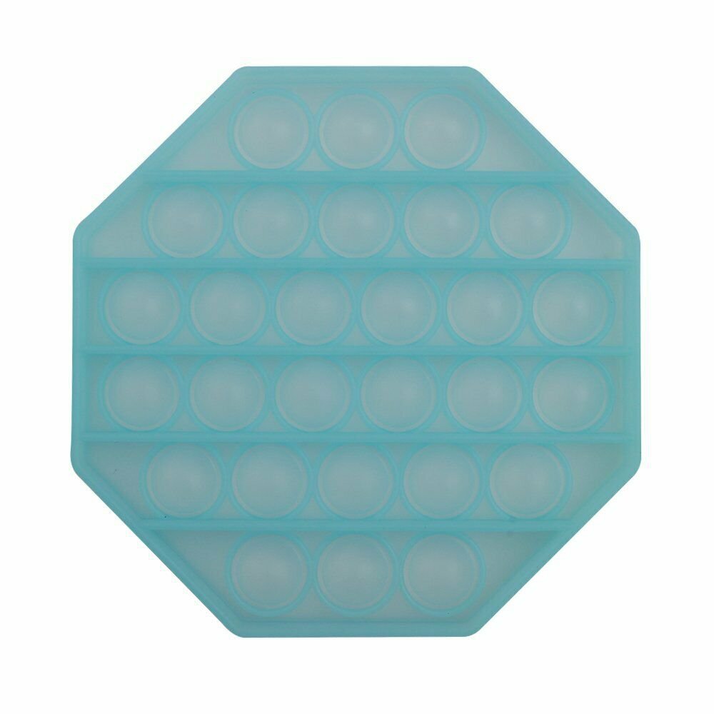 OCTAGON (LUMINOUS BLUE) Pop Its Finger Fidget Toy Push Bubble Stress Relief Kids Pop