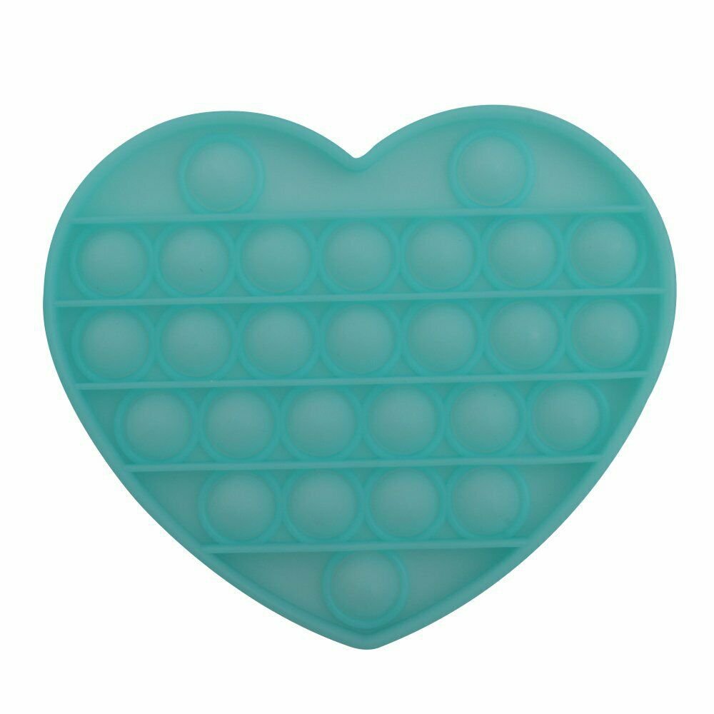 HEART (LUMINOUS BLUE) Pop Its Finger Fidget Toy Push Bubble Stress Relief Kids Pop