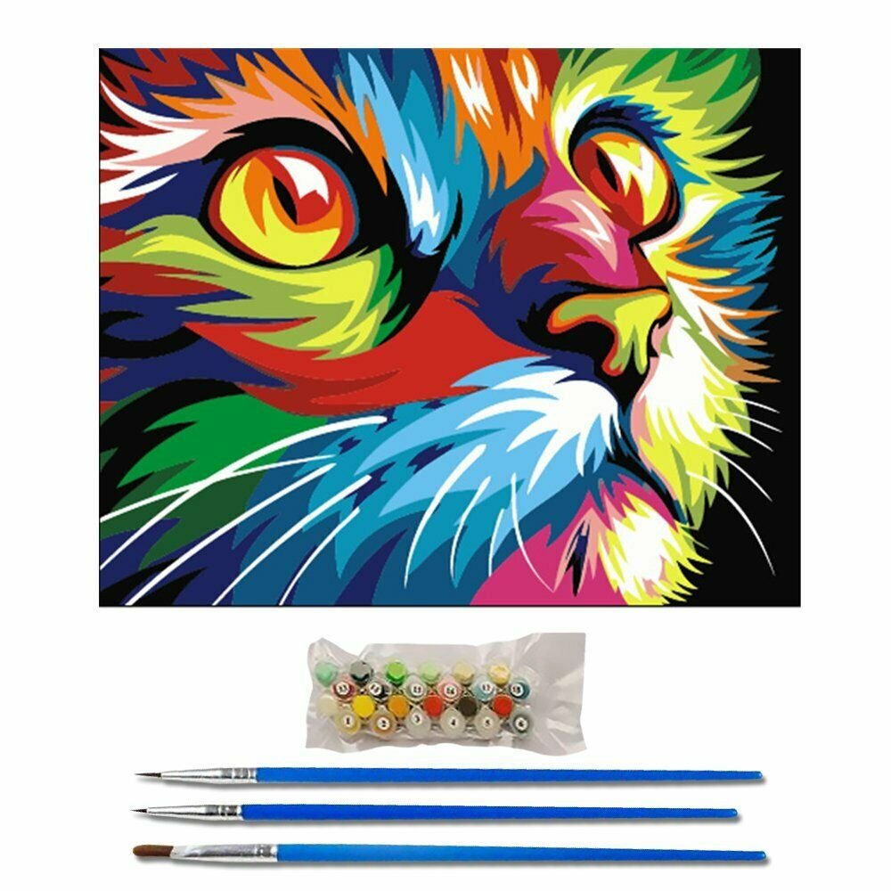 CAT 40*50CM Scenery Animal DIY Paint By Numbers Kit Digital Oil Painting Artwork Home Decor~
