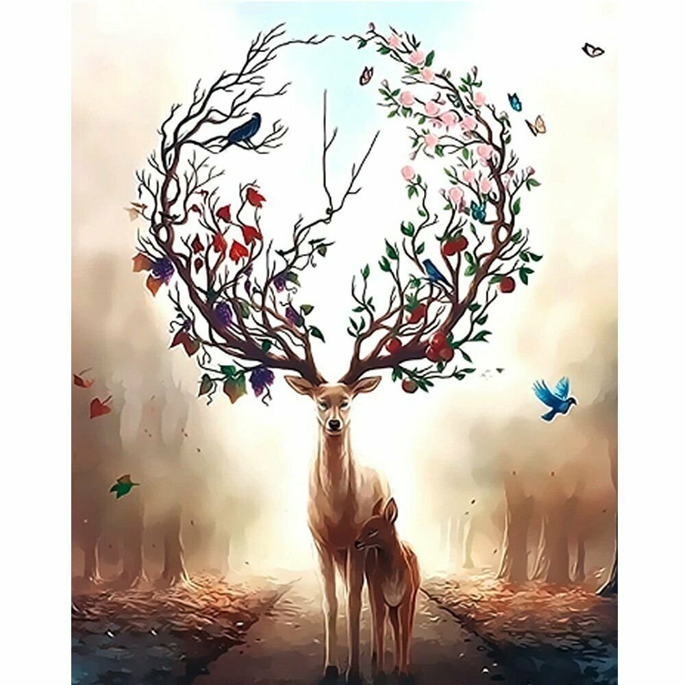 DEER 01 40*50CM Scenery Animal DIY Paint By Numbers Kit Digital Oil Painting Artwork Home Decor~